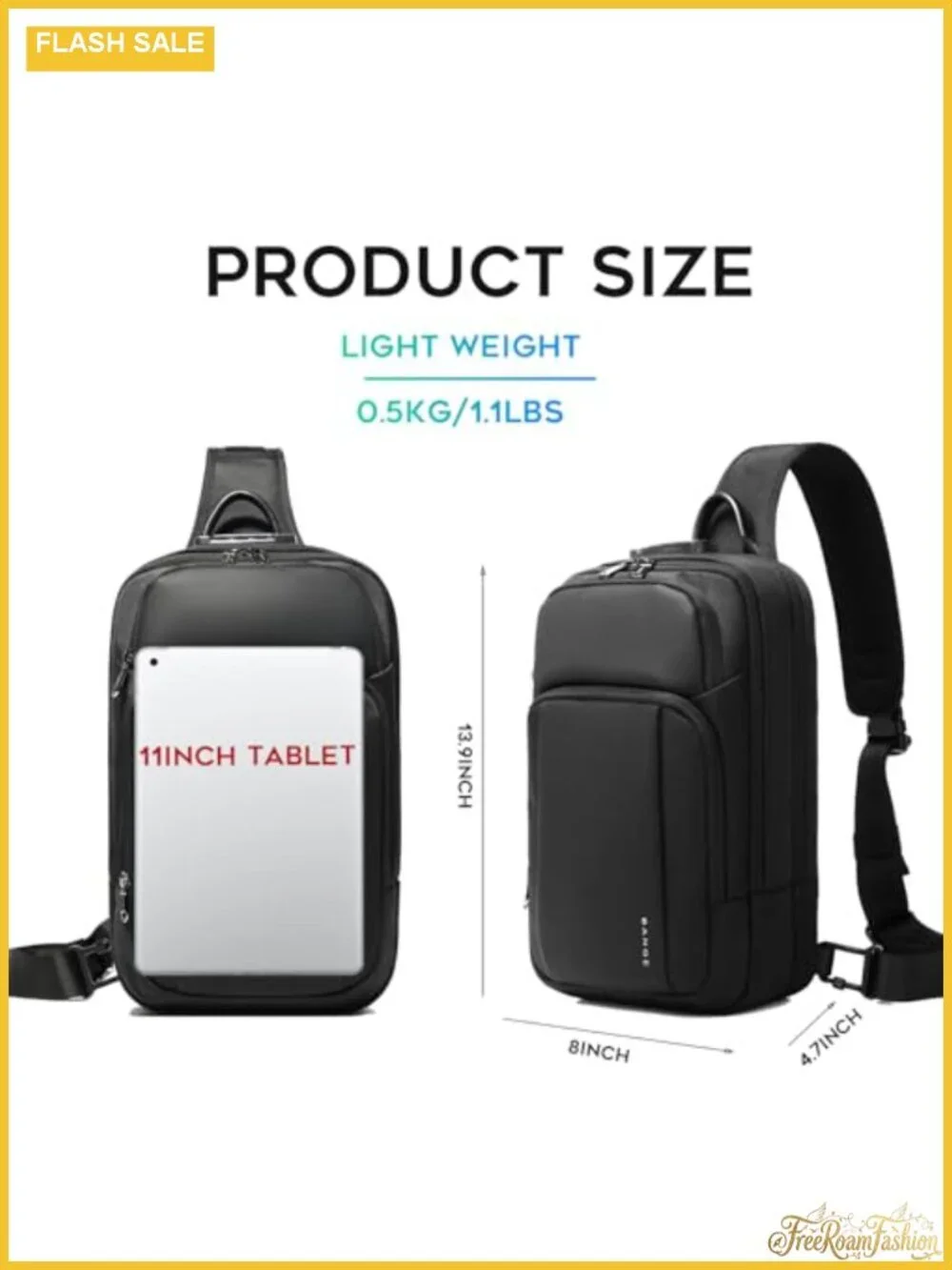 BANGE Anti Theft Sling Bag Large Capacity Crossbody Daypack Water Resistant